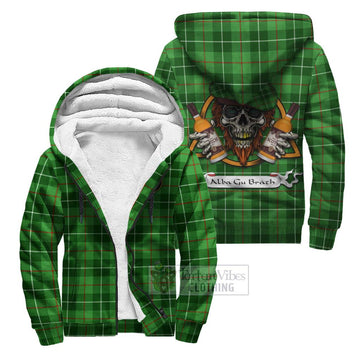 Boyle Tartan Sherpa Hoodie with Family Crest and Bearded Skull Holding Bottles of Whiskey Unisex S - Tartan Vibes Clothing