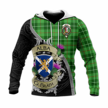Boyle Tartan Family Crest Knitted Hoodie Lion Rampant Royal Thistle Shield Celtic Inspired Unisex Knitted Pullover Hoodie - Tartan Vibes Clothing