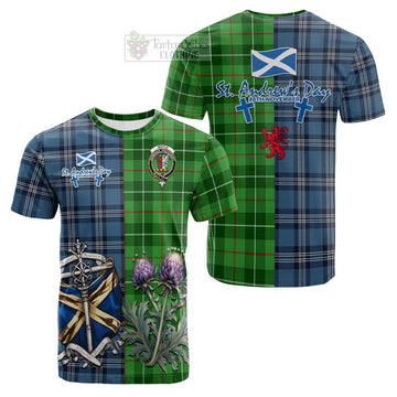 Boyle Tartan Cotton T-shirt Happy St. Andrew's Day Half Tartan Style Kid's Shirt - Tartan Vibes Clothing