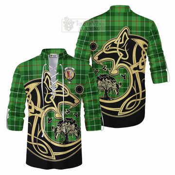 Boyle Tartan Ghillie Kilt Shirt with Family Crest Celtic Wolf Style Men - Tartan Vibes Clothing