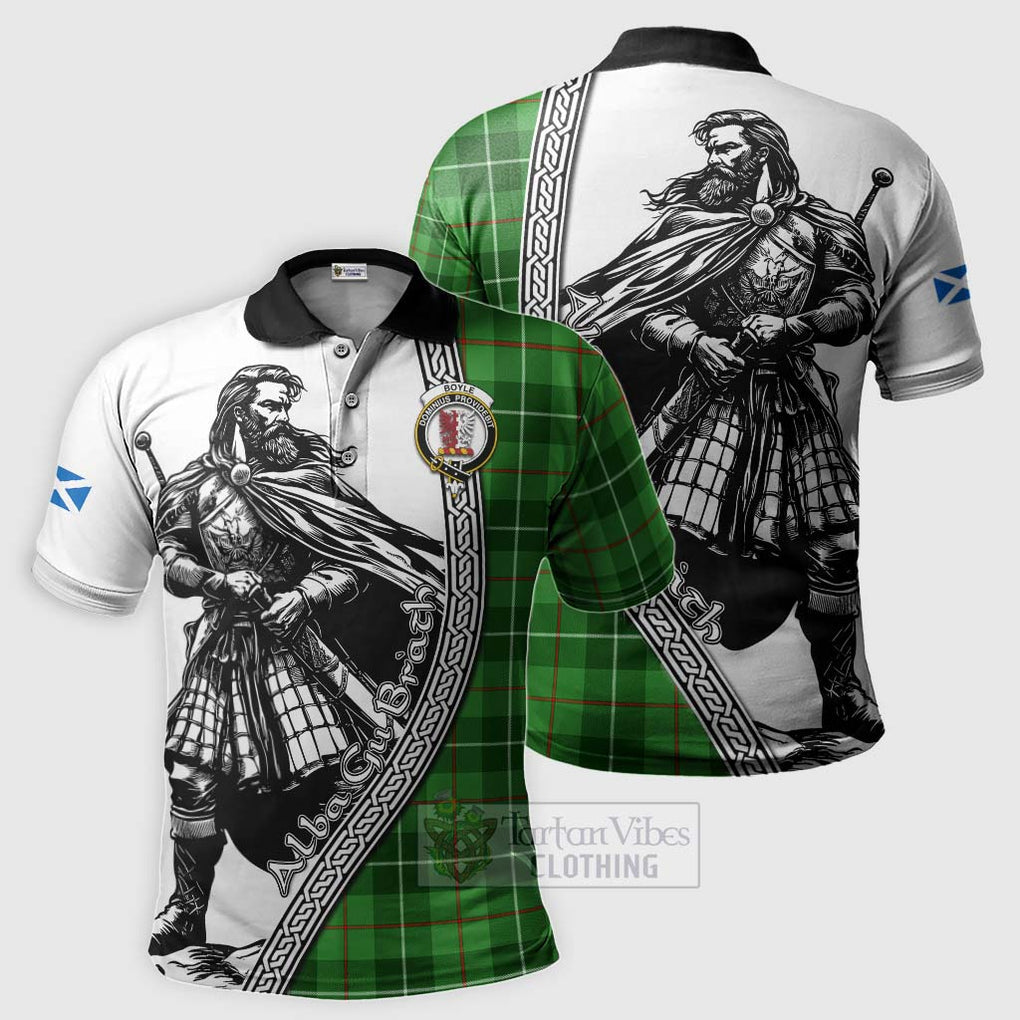 Tartan Vibes Clothing Boyle Tartan Clan Crest Polo Shirt with Highlander Warrior Celtic Style