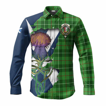 Tartan Vibes Clothing Boyle Tartan Family Crest Long Sleeve Button Shirt Scottish Thistle Celtic Inspired