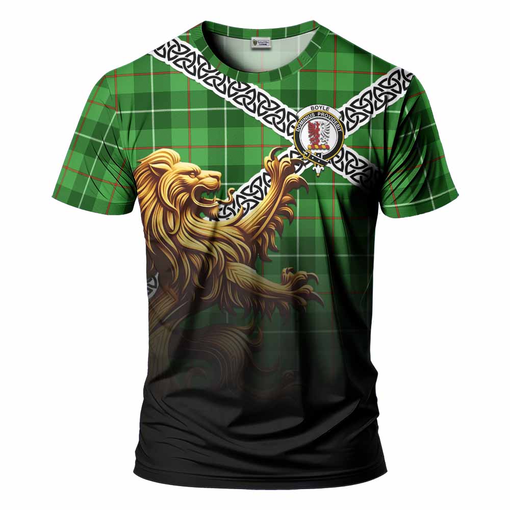 Boyle Crest Tartan T-Shirt with Golden Lion Emblem Celtic Style Kid's Shirt - Tartan Vibes Clothing