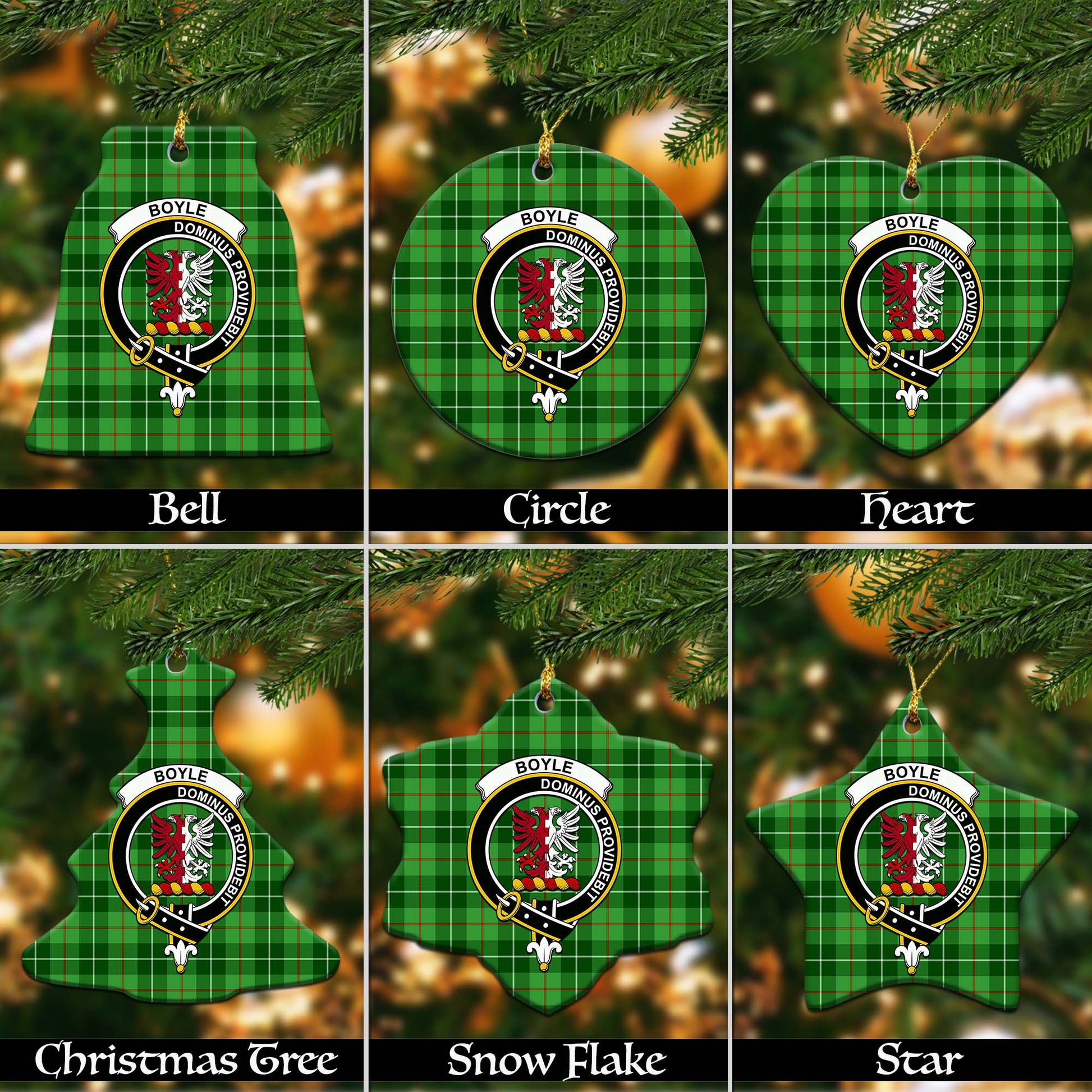 Boyle Tartan Christmas Ceramic Ornaments with Family Crest Ceramic - Tartan Vibes Clothing