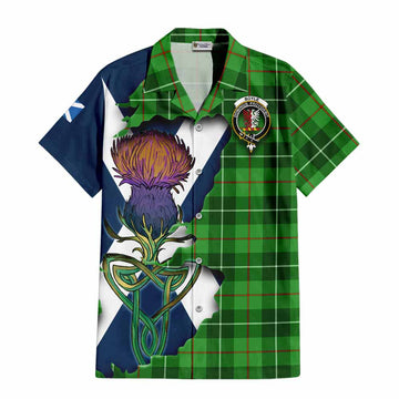 Tartan Vibes Clothing Boyle Tartan Family Crest Short Sleeve Button Shirt Scottish Thistle Celtic Inspired