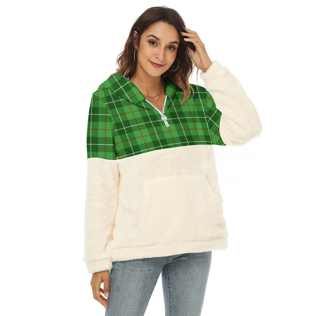 Boyle Tartan Half Style Women's Borg Fleece Hoodie with Half Zip Female - Tartan Vibes Clothing