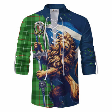 Boyle Tartan Family Crest Ghillie Kilt Shirt with Scottish Majestic Lion Men - Tartan Vibes Clothing