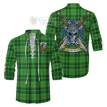 Boyle Tartan Ghillie Kilt Shirt with Family Crest Celtic Skull Style Men - Tartan Vibes Clothing
