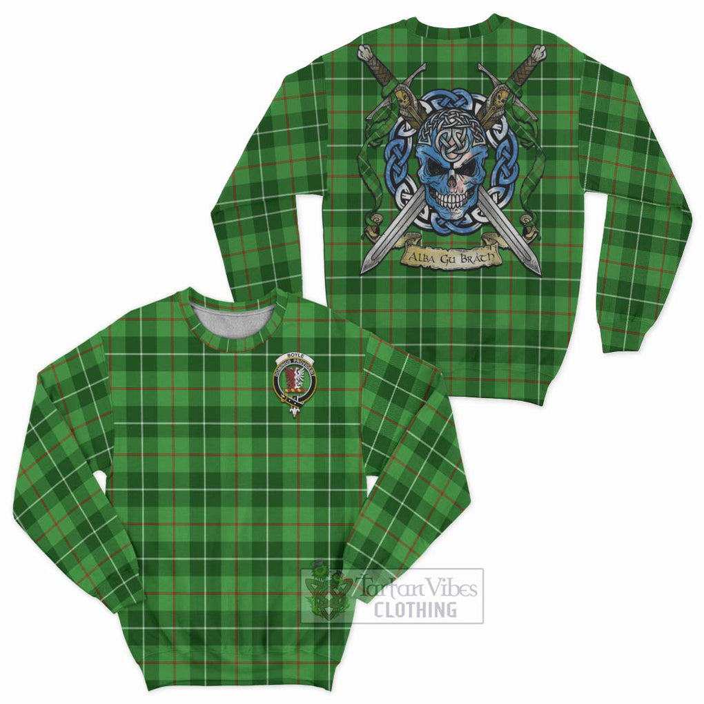 Boyle Tartan Sweatshirt with Family Crest Celtic Skull Style Unisex - Tartan Vibes Clothing