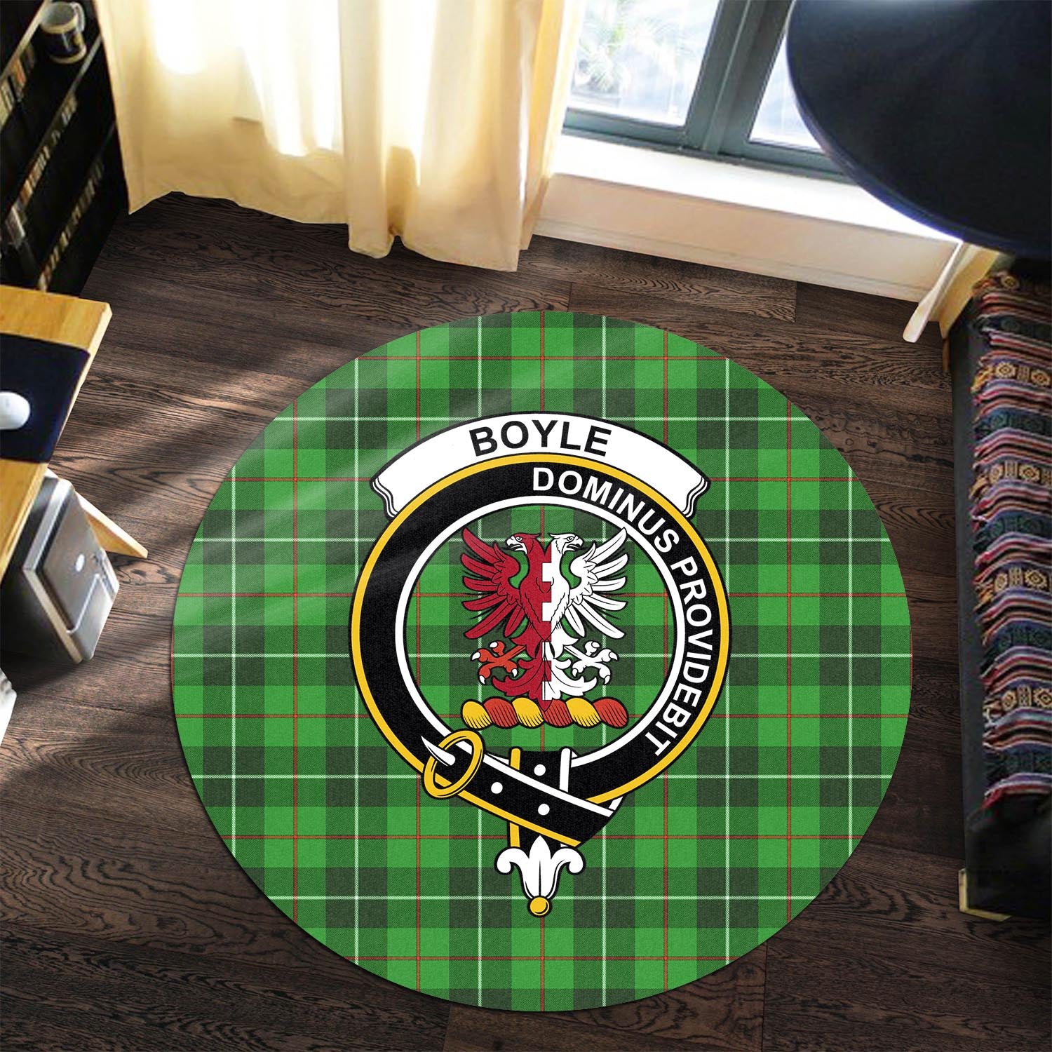 Boyle Tartan Round Rug with Family Crest Premium Round Rug - Tartan Vibes Clothing