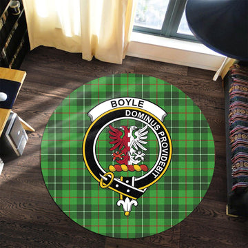 Boyle Tartan Round Rug with Family Crest Premium Round Rug - Tartan Vibes Clothing