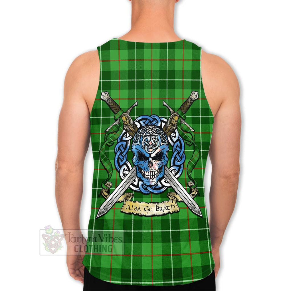 Boyle Tartan Men's Tank Top with Family Crest Celtic Skull Style Men - Tartan Vibes Clothing