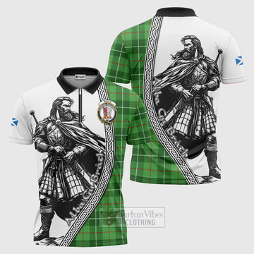 Boyle Tartan Clan Crest Zipper Polo Shirt with Highlander Warrior Celtic Style Unisex - Tartan Vibes Clothing