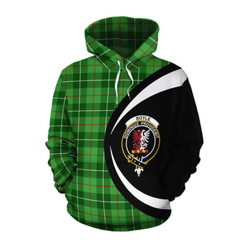 Boyle Tartan Cotton Hoodie with Family Crest Circle Style Pullover Hoodie XS - Tartan Vibes Clothing