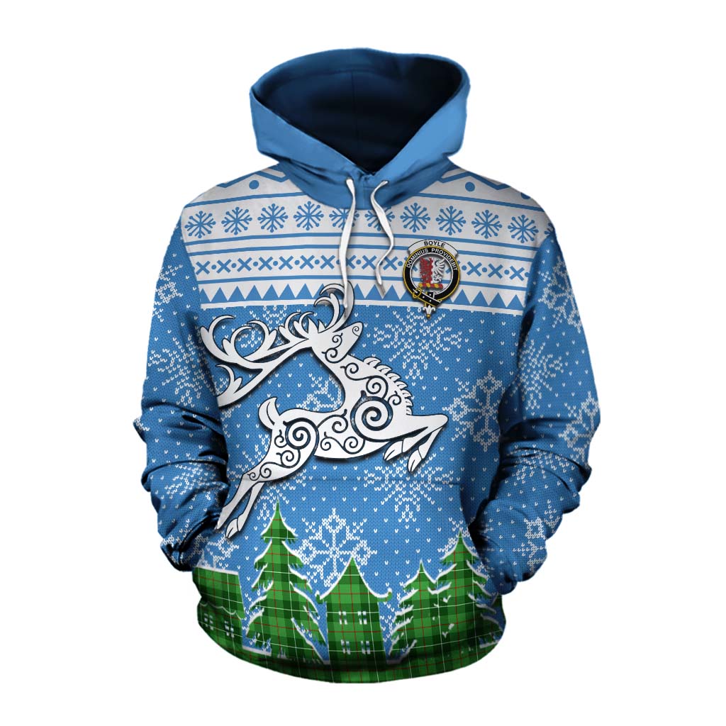 Boyle Clan Christmas Cotton Hoodie Celtic Reindeer Style Pullover Hoodie XS - Tartan Vibes Clothing