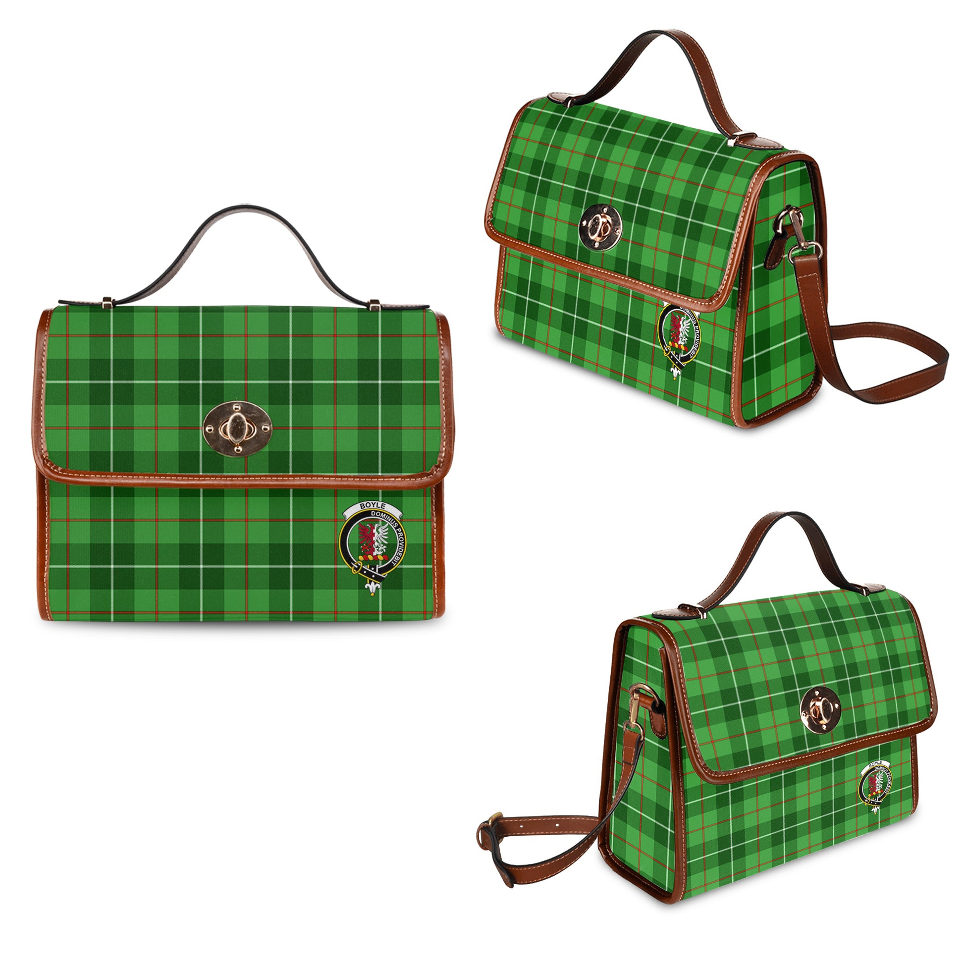Boyle Tartan Leather Strap Waterproof Canvas Bag with Family Crest One Size 34cm * 42cm (13.4" x 16.5") - Tartanvibesclothing