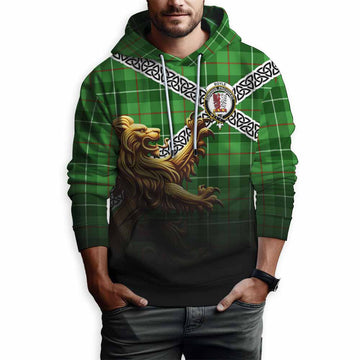 Boyle Crest Tartan Hoodie with Golden Lion Emblem Celtic Style Pullover Hoodie - Tartan Vibes Clothing