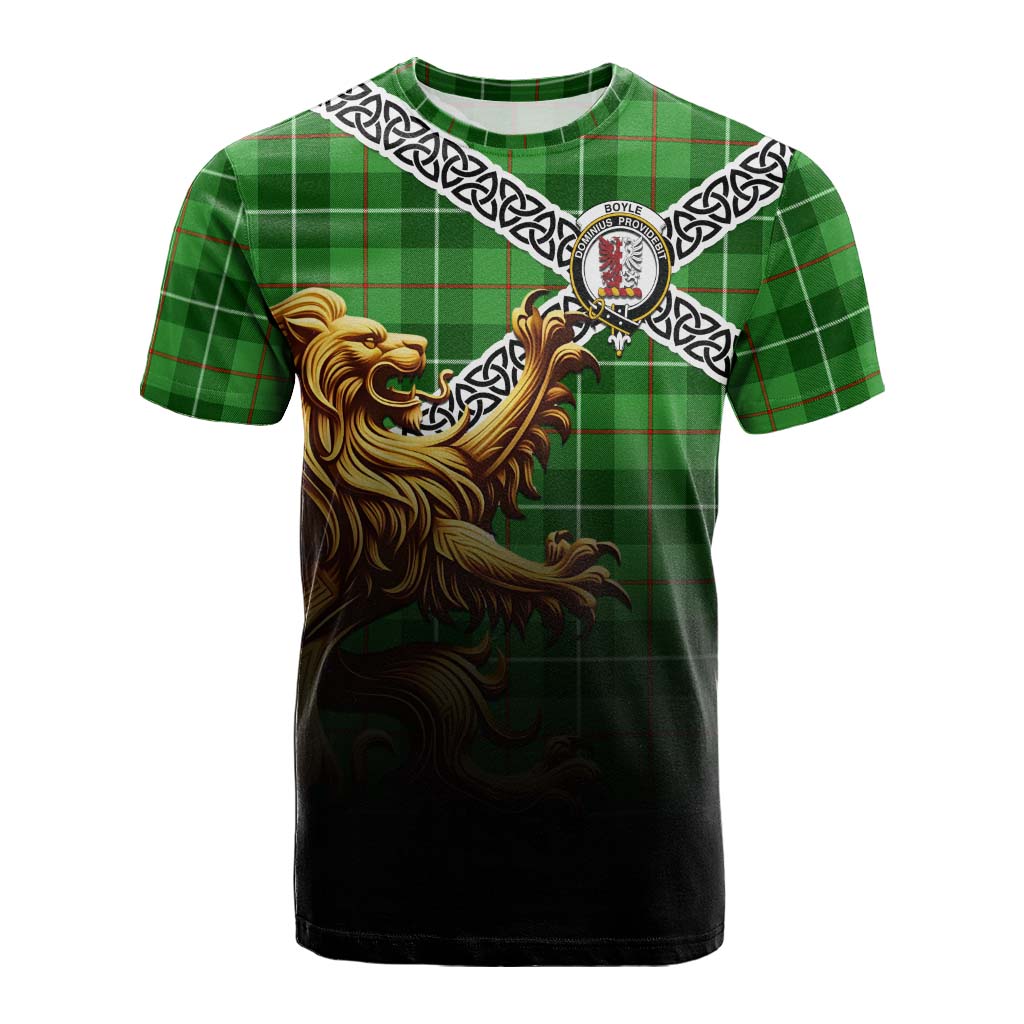 Boyle Crest Tartan Cotton T-shirt with Golden Lion Emblem Celtic Style Kid's Shirt - Tartan Vibes Clothing