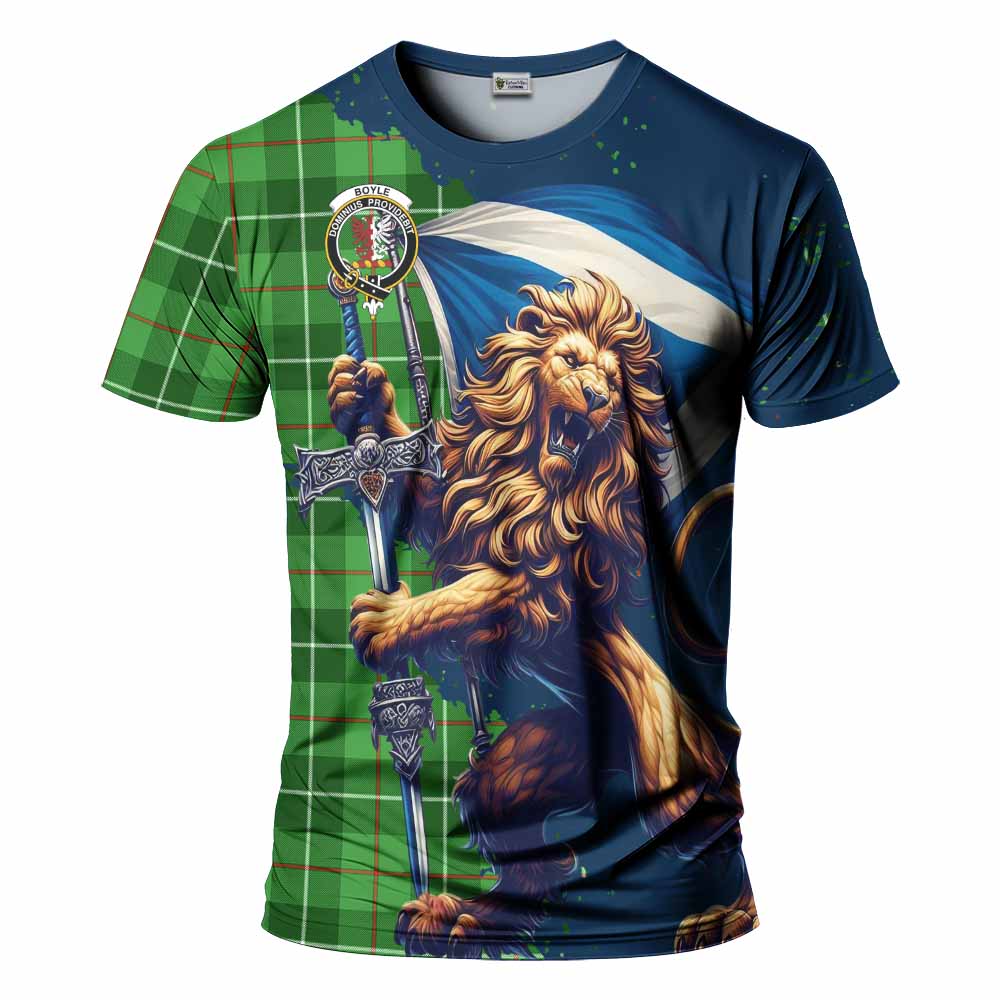 Boyle Tartan Family Crest T-Shirt with Scottish Majestic Lion Kid's Shirt - Tartan Vibes Clothing