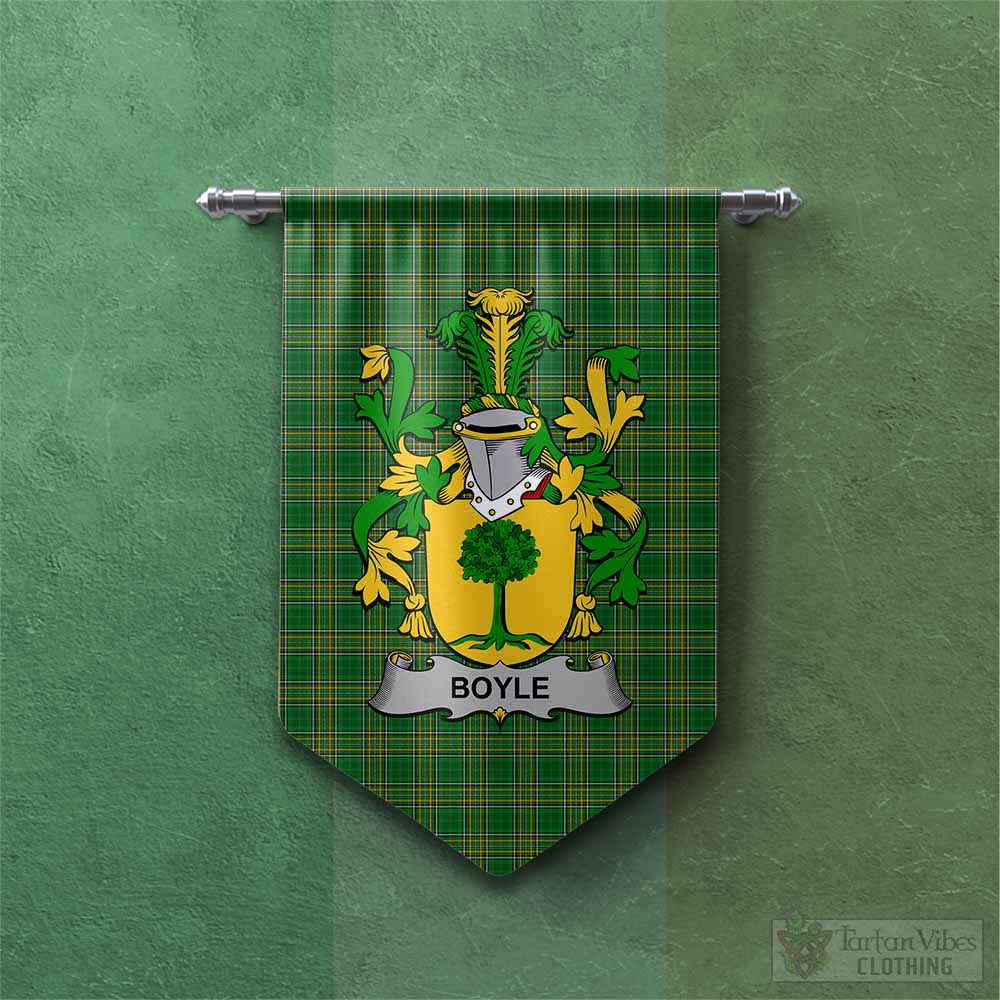 Boyle Irish Clan Tartan Gonfalon, Tartan Banner with Coat of Arms Chevron - Tartan Vibes Clothing