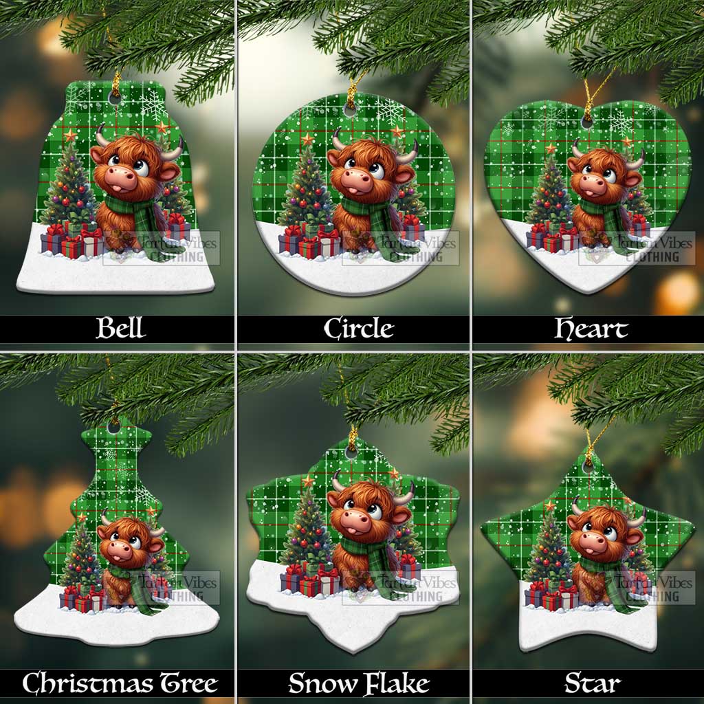 Boyle Tartan Christmas Ceramic Ornament with Adorable Highland Coo Ceramic - Tartan Vibes Clothing