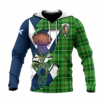 Tartan Vibes Clothing Boyle Tartan Family Crest Knitted Hoodie Scottish Thistle Celtic Inspired