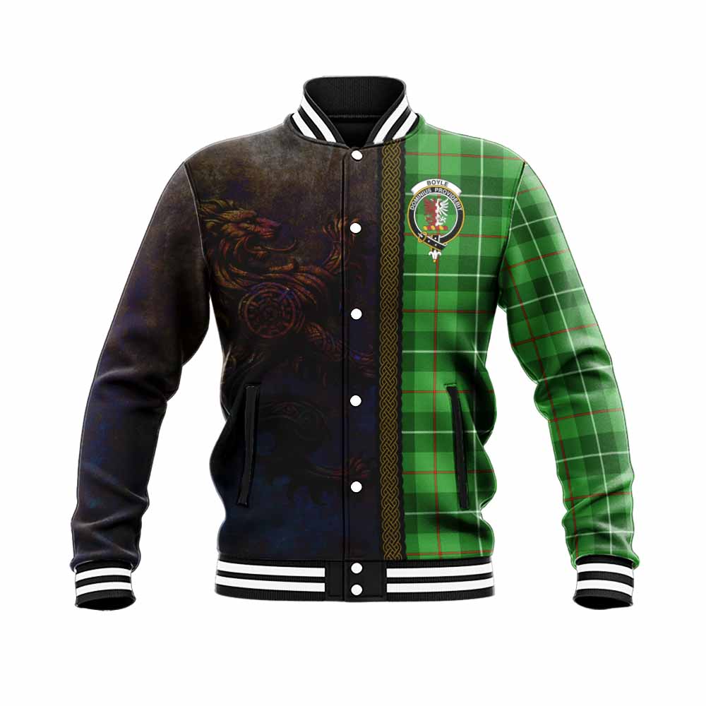 Boyle Tartan Family Crest Baseball Jacket Alba Gu Brath Be Brave Lion Ancient Style Unisex - Tartan Vibes Clothing