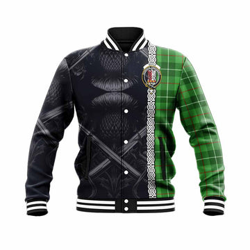 Boyle Tartan Baseball Jacket with Family Crest Cross Sword Thistle Celtic Vibes Unisex - Tartan Vibes Clothing