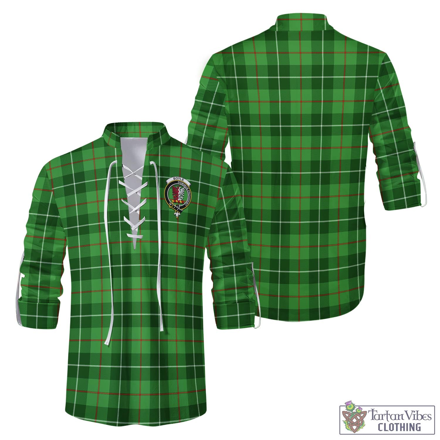 Boyle Tartan Men's Scottish Traditional Jacobite Ghillie Kilt Shirt with Family Crest Men - Tartan Vibes Clothing