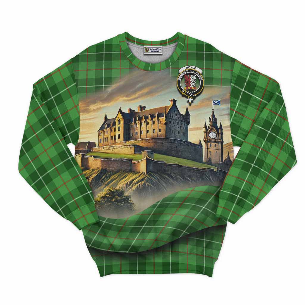 Boyle Tartan Family Crest Sweatshirt with Scottish Ancient Castle Style Unisex - Tartan Vibes Clothing