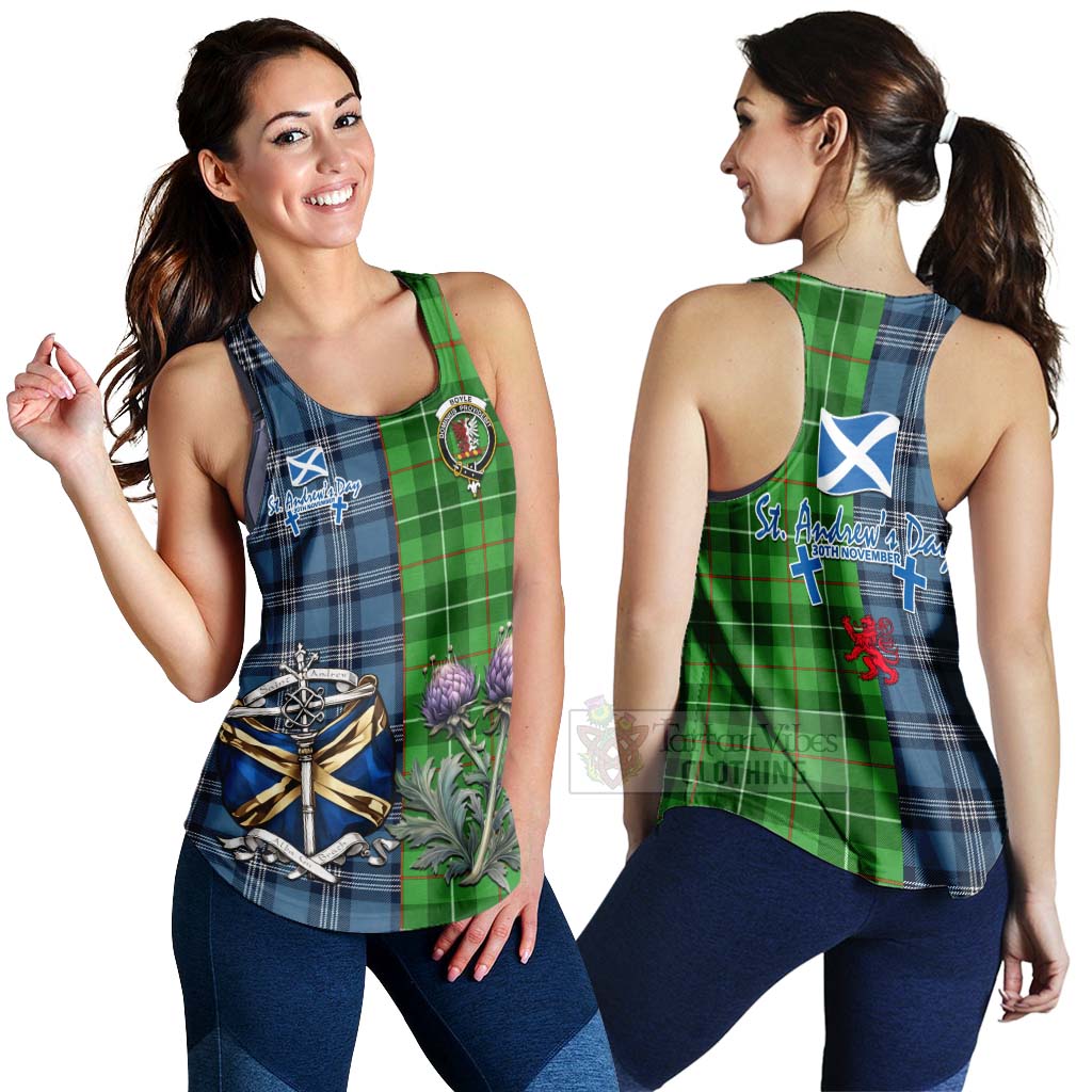 Boyle Tartan Women's Racerback Tanks Happy St. Andrew's Day Half Tartan Style 4XL - Tartan Vibes Clothing