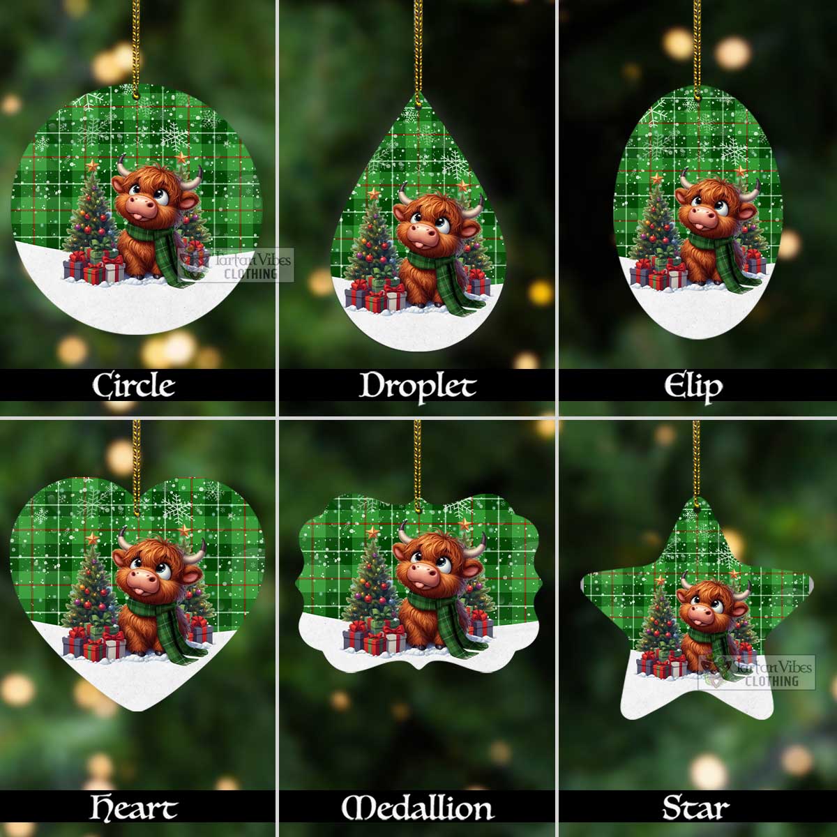 Boyle Tartan Christmas Aluminium Ornament with Adorable Highland Coo Aluminium - Tartan Vibes Clothing