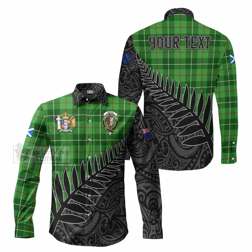 Boyle Crest Tartan Long Sleeve Button Shirt with New Zealand Silver Fern Half Style Men's Shirt S - Tartan Vibes Clothing
