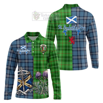 Boyle Tartan Long Sleeve Polo Shirt Happy St. Andrew's Day Half Tartan Style Unisex - Tartan Vibes Clothing