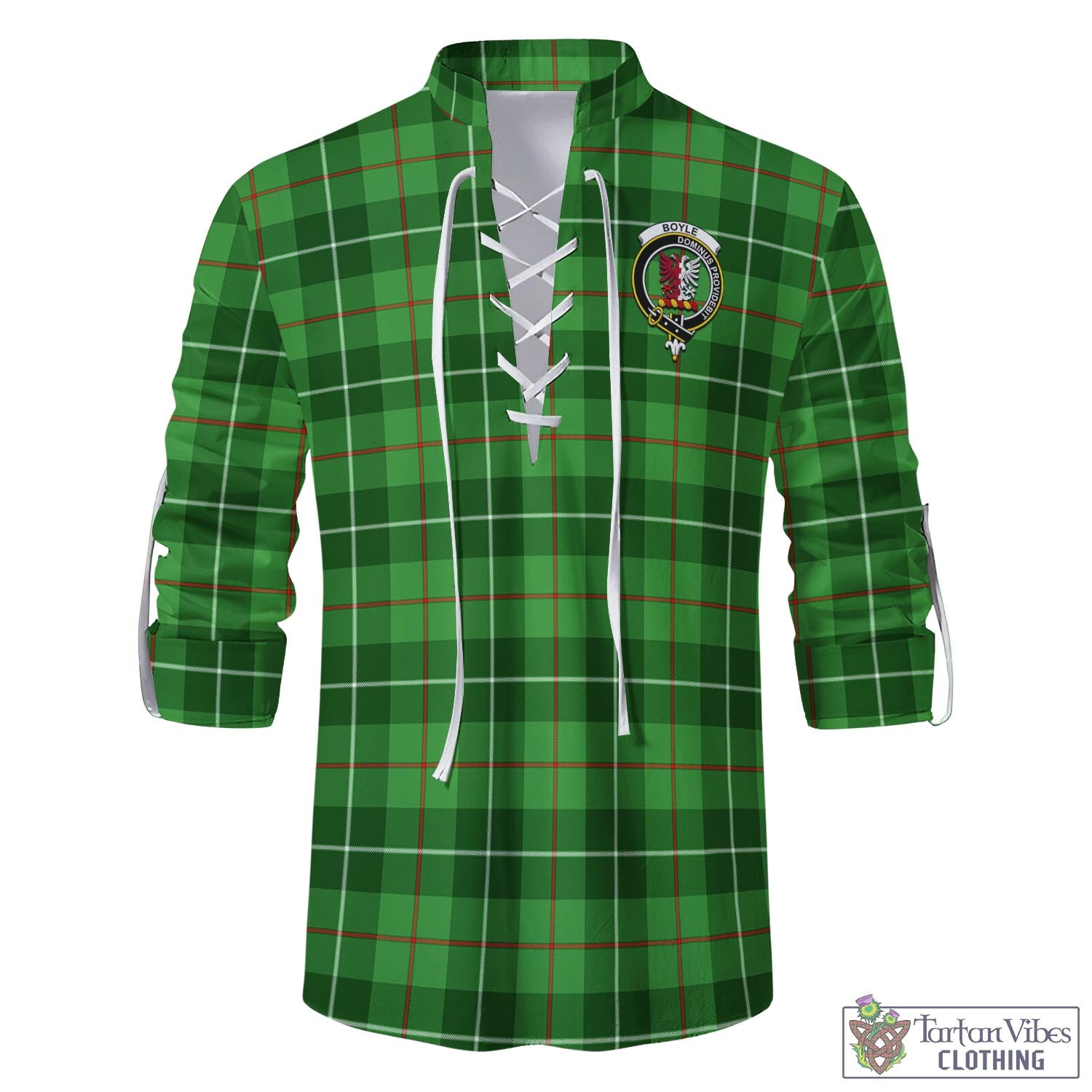 Boyle Tartan Men's Scottish Traditional Jacobite Ghillie Kilt Shirt with Family Crest - Tartan Vibes Clothing