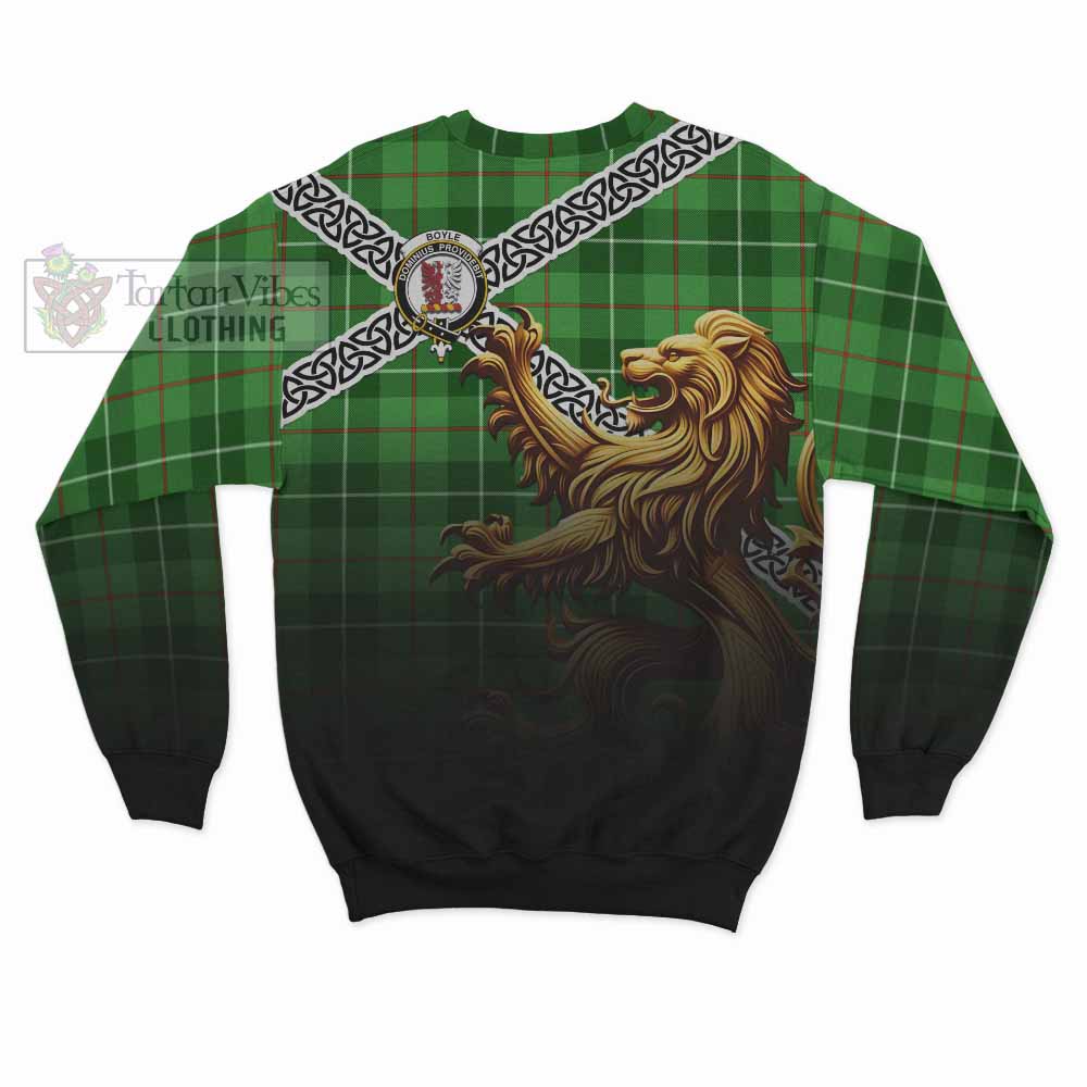 Boyle Crest Tartan Sweatshirt with Golden Lion Emblem Celtic Style - Tartan Vibes Clothing