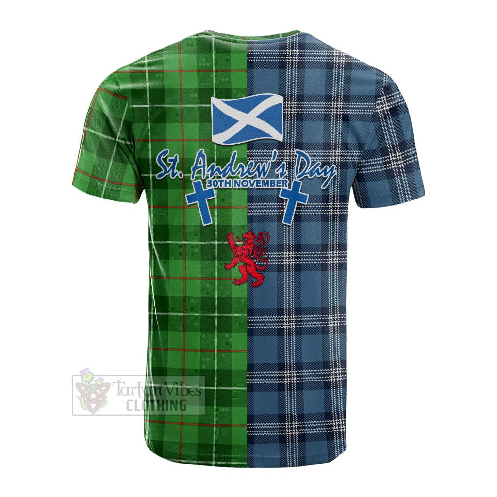 Boyle Tartan Cotton T-shirt Happy St. Andrew's Day Half Tartan Style - Tartan Vibes Clothing
