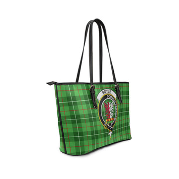 Boyle Tartan Leather Tote Bag with Family Crest