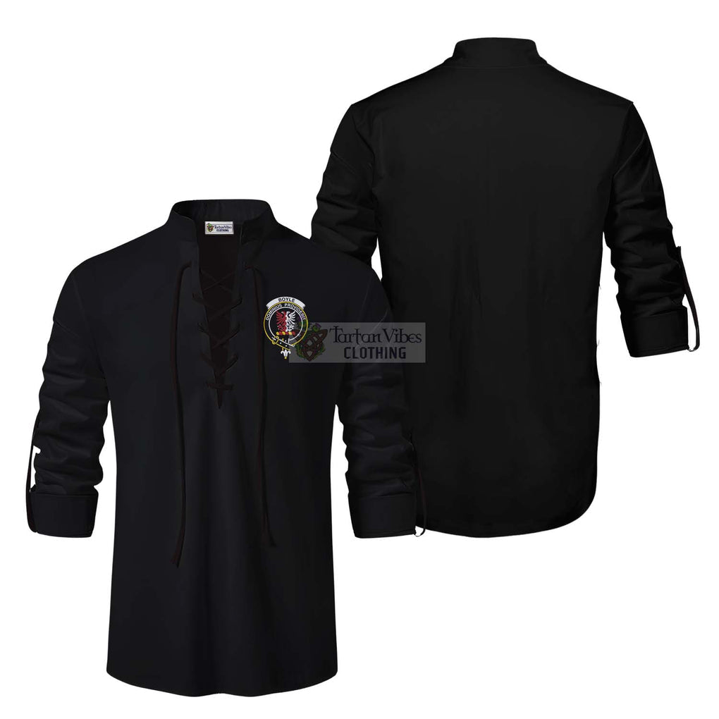 Boyle Clan Crest Ghillie Kilt Shirt Men Black - 2D-tartanvibesclothing