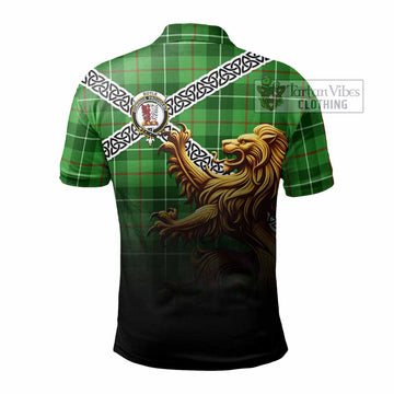 Boyle Crest Tartan Polo Shirt with Golden Lion Emblem Celtic Style - Tartan Vibes Clothing