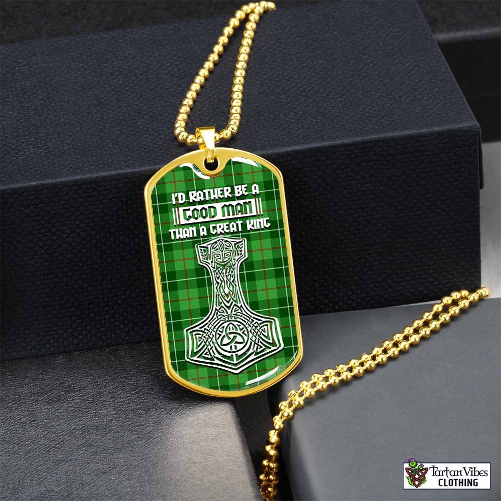 Boyle Tartan Dog Tag Necklace Viking Mjolnir Style Gold No - Tartan Vibes Clothing