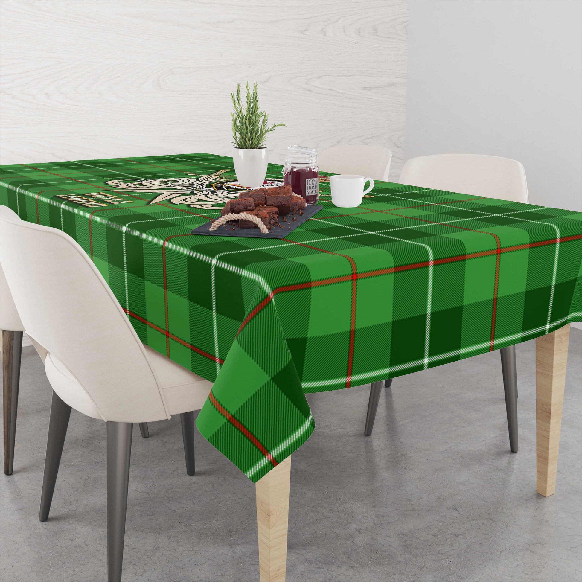 Boyle Tartan Tablecloth with Clan Crest and the Golden Sword of Courageous Legacy - Tartan Vibes Clothing