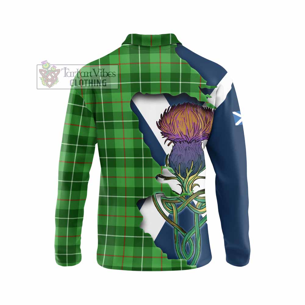 Tartan Vibes Clothing Boyle Tartan Family Crest Long Sleeve Polo Shirt Scottish Thistle Celtic Inspired