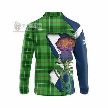 Tartan Vibes Clothing Boyle Tartan Family Crest Long Sleeve Polo Shirt Scottish Thistle Celtic Inspired