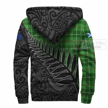 Boyle Crest Tartan Sherpa Hoodie with New Zealand Silver Fern Half Style - Tartan Vibes Clothing