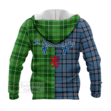 Boyle Tartan Knitted Hoodie Happy St. Andrew's Day Half Tartan Style - Tartan Vibes Clothing