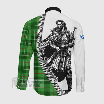 Boyle Tartan Clan Crest Long Sleeve Button Shirt with Highlander Warrior Celtic Style Men's Shirt - Tartan Vibes Clothing