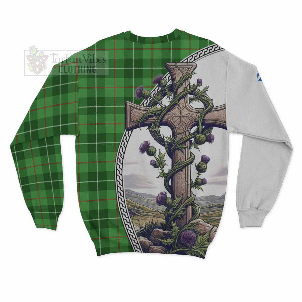 Tartan Vibes Clothing Boyle Tartan Sweatshirt with Family Crest and St. Andrew's Cross Accented by Thistle Vines