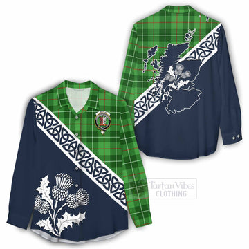 Boyle Tartan Women's Casual Shirt Featuring Thistle and Scotland Map - Tartan Vibes Clothing