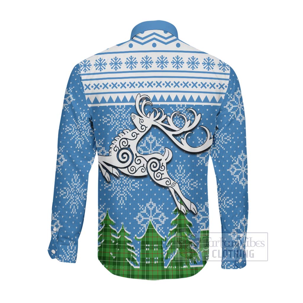 Boyle Clan Christmas Long Sleeve Button Shirt Celtic Reindeer Style Men's Shirt - Tartan Vibes Clothing